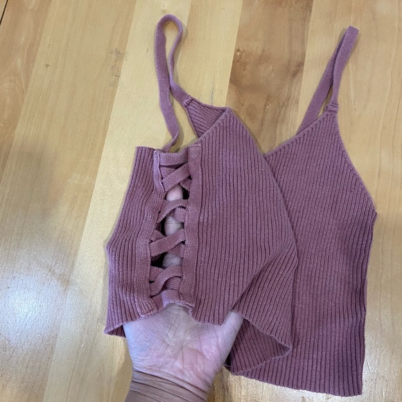 Dusty Pink Cropped Tank with Side Cut Outs - Picture 3 of 4